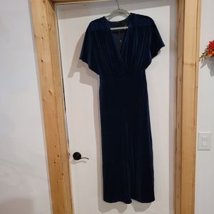 Anthropologie Greylin jumpsuit size S teal blue velvet.